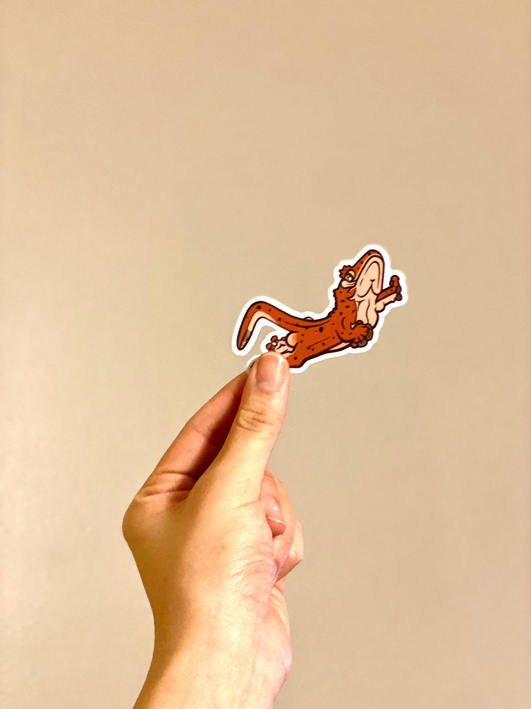 Crested Gecko Jumping in Mid-air Sticker