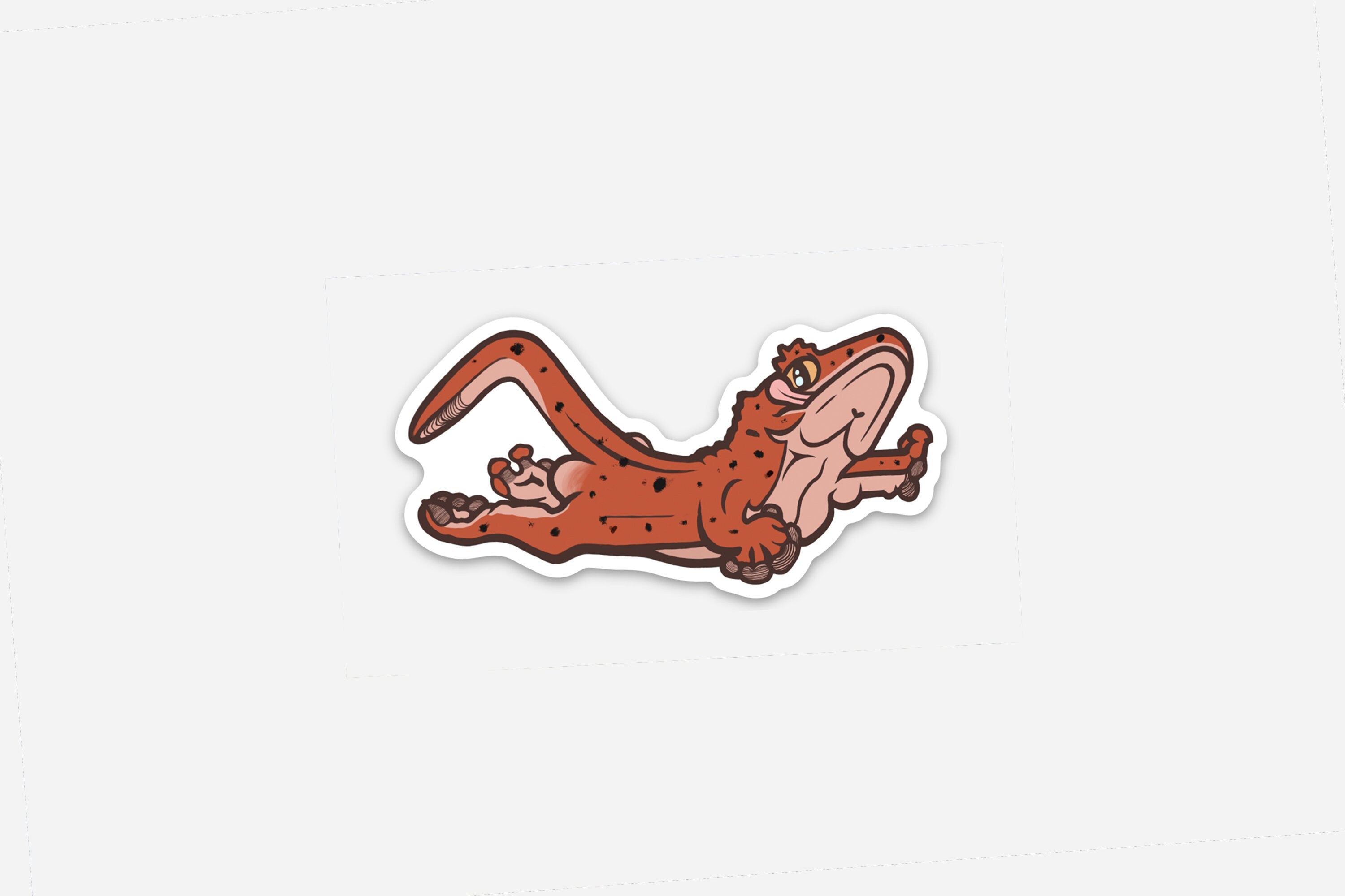 Crested Gecko Jumping in Mid-air Sticker