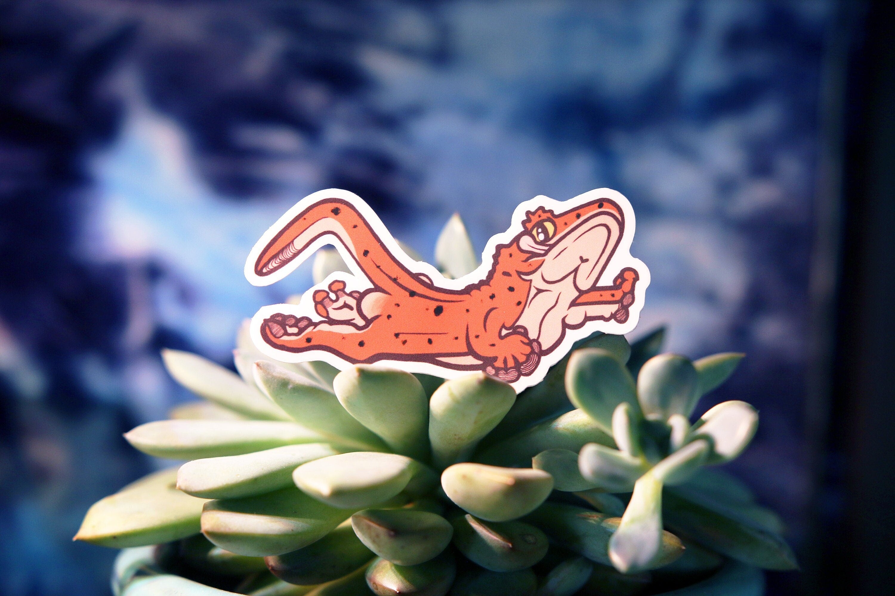 Crested Gecko Jumping in Mid-air Sticker