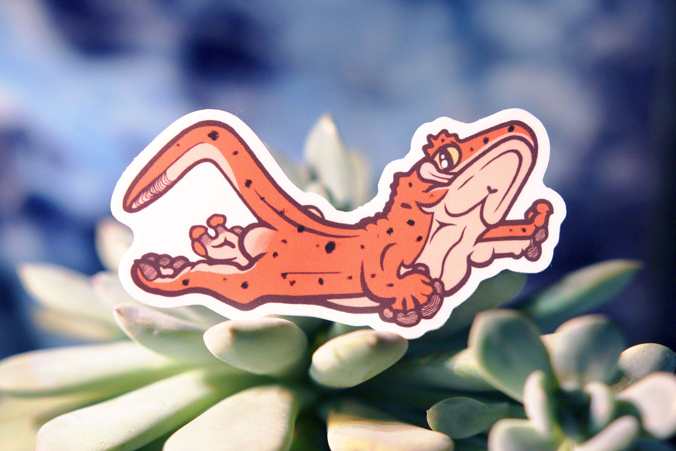 Crested Gecko Jumping in Mid-air Sticker