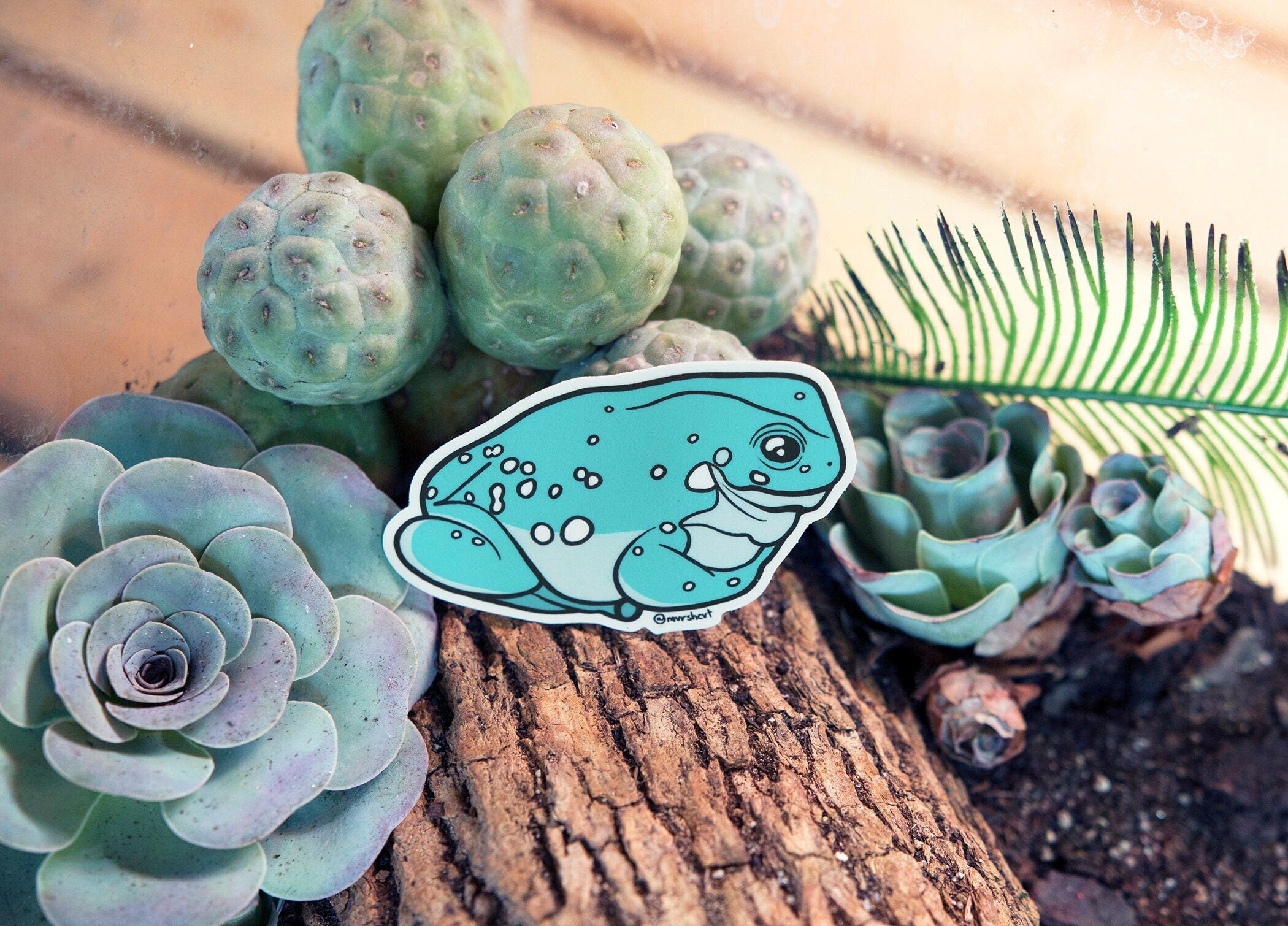 Blue Snowflake Whites Dumpy Tree Frog Sticker